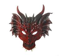 CNANRNANC Máscara de dragón 3D realista con correas elásticas, diseño de cuerno a gran escala, máscara facial roja para adultos y niños, Halloween, baile de máscaras, eventos cómicos