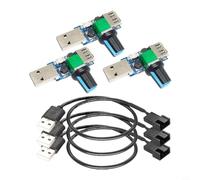 CNANRNANC Paquete de 3 controladores de velocidad de ventilador USB con adaptador de 30 cm para ventiladores de refrigeración USB de 5 V, compatible con múltiples fuentes de alimentación, incluyendo