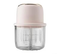 CNANRNANC Picador de ajo eléctrico, procesador de alimentos recargable inalámbrico con 6 cuchillas de acero inoxidable y cuenco de vidrio de 350 ml para picar ajo, verduras, nueces, carne (2 rosas)