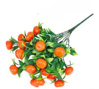 CNANRNANC Planta artificial de frutas de la suerte de 7 puntas con hierba de plástico y detalles realistas de hojas, con limón, granada, mango, naranja, melocotón, fresa, para boda, (naranja)