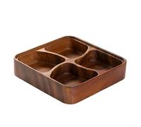 CNANRNANC Plato de frutas de madera de nogal con cuatro secciones divididas para aperitivos y nueces, bandeja organizadora apilable para servir decoración del hogar, cocina, comedor (1)
