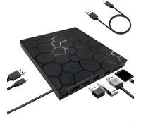 CNANRNANC Quemador de DVD externo ultrafino 3.0 7 en 1 con reproductor de CD/DVD, lector de tarjetas Sd/Tf, múltiples puertos USB, compatible con laptop y escritorio para oficina