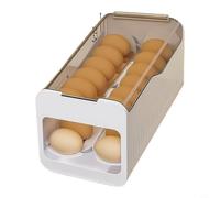 CNANRNANC Recipiente apilable de almacenamiento de huevos para nevera con diseño rodante y diseño compacto para cocinas pequeñas (blanco)