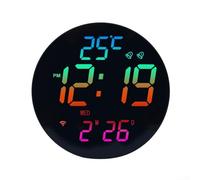 CNANRNANC Reloj de pared RGB inteligente con sensor de luz y pantalla de calendario perpetuo, reloj digital electrónico para decoración de dormitorio, oficina en casa, alimentación USB-C (A)