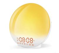 CNANRNANC Reloj despertador con simulación de amanecer y atardecer, radio FM, 20 niveles de brillo, 7 opciones de color, ayuda para dormir con sonidos relajantes para un mejor descanso