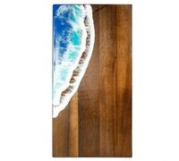 CNANRNANC Tabla de cortar de resina de madera de acacia con patrón de onda, núcleo antideslizante de cocina para carne y pan, queso liso para borde azul, 45 x 23 cm
