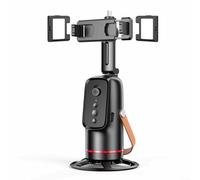 CNANRNANC Trípode de seguimiento facial automático giratorio de 360° para transmisión en vivo, batería recargable, no requiere aplicación, diseño compacto y ligero (luces dobles Q03V)