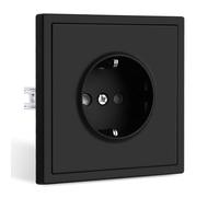CNBINGO Enchufe individual negro mate de 1 compartimento, enchufe de pared empotrable Schuko, enchufe de pared
