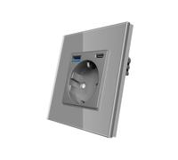 CNBINGO Enchufe Schuko con puerto USB A y tipo C, enchufe empotrado en pared de 16 A, color gris