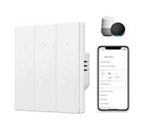 CNBINGO Interruptor de luz inteligente empotrado en color blanco - Interruptor de pared triple WiFi funciona con Alexa, Google Assistant - Interruptor WiFi con LED de estado - Control múltiple,