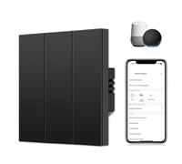 CNBINGO Interruptor de luz inteligente empotrado en negro - Interruptor de pared triple WiFi funciona con Alexa, Google Assistant - Interruptor WiFi con LED de estado - Control múltiple, temporizador,