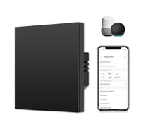 CNBINGO Interruptor de luz inteligente empotrado en negro - Interruptor de pared WiFi sencillo con Alexa - Interruptor WiFi con LED de estado - Control múltiple, temporizador,