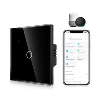 CNBINGO Interruptor de luz inteligente, interruptor táctil WiFi funciona con Alexa y Google Home, control multi aplicación, interruptor de pared de cristal empotrado, no requiere cable neutro