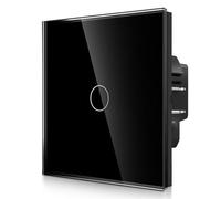 CNBINGO interruptor de luz táctil con terminal enchufable - interruptor de pared sencillo empotrado - interruptor táctil de 1 compartimento con LED de estado y panel de cristal - 300 W/compartimento -