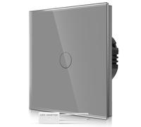 CNBINGO Interruptor de luz táctil de atenuación, interruptor de pared gris con panel de vidrio y retroiluminación LED de estado, interruptor de atenuación para LED regulable con un adaptador gratis, 1