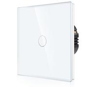 CNBINGO Interruptor táctil empotrable en blanco - interruptor de luz simple con LED de estado y panel de vidrio - interruptor de pared de 1 vía - solo en pareja con esta serie de interruptores de