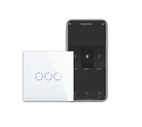 CNBINGO Smart Touch - Interruptor de luz para trabajar con Alexa, Google Assistant, con panel de cristal, interruptor de pared triple en blanco, se necesita cable neutro, 600 W/compartimento
