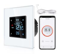 CNBINGO Termostato inteligente empotrado con sonda, termostato digital para calefacción por suelo radiante y caldera, compatible con Alexa y Google Assistant, control por voz, color blanco con marco