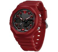 CNBRO Reloj de pulsera para hombre, transparente, analógico, deportivo, digital, con cronómetro, alarma, cuenta regresiva, LED, impermeable, casual, correa de silicona, para hombre, Rojo -, Deportes
