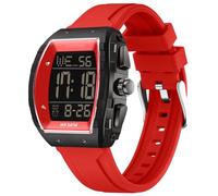 CNBRO Relojes digitales para hombre con doble zona horaria con retroiluminación LED, alarma, cronómetro, correa de silicona, resistente al agua, 5 ATM, para viajes, deportes, negocios, fácil lectura