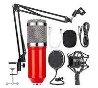 CNBYDK Micrófono De Condensador, Kit De Micrófono De Grabación por Cable Micrófonos Soporte De Brazo De Tijera De Suspensión Ajustable con Soporte De Choque, para Podcast