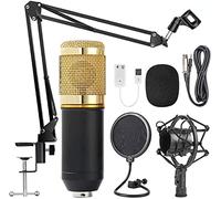 CNBYDK Micrófono De Condensador, Kit De Micrófono De Grabación por Cable Micrófonos Soporte De Brazo De Tijera De Suspensión Ajustable con Soporte De Choque, para Podcast