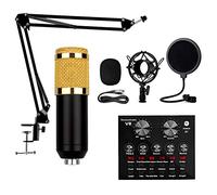 CNBYDK Studio Micro, Podcast Condenser Micro Bundle Cardioide Studio Condenser Micro con Brazo de micrófono Ajustable y Tarjeta de Sonido Filtro Pop para grabación de pod