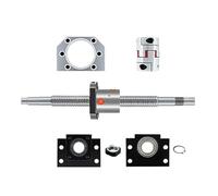 CNC 25mm SFU DFU 2505 2510 Ballscrew Set Kit With Single Double Nut + BKBF20 Support + DSG25H Nut Housing + D40L66 Coupling(DFU2505 Double Nut,1250mm)