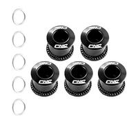 CNC 5 Tornillos para Corona de Bicicleta de aleación de Acero, M8 x 6,5 mm, Doble Tuercas y Pernos para Corona de Bicicleta de Shimano Sram, Negro/Azul/Rojo/Naranja, Negro