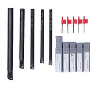 CNC Boring Holder Set | High Speed Steel Turning Toolholders for Lathe | 5 Sizes for Small Hole Machining/Steel/Cast Iron | Includes Wrenches, S06K to S12M