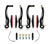 CNC CNCLOL Freno V-Brake para Bicicleta, Juego Frenos V Brake Delantero y Trasero, Brazo Largo de 110 mm, Kit Frenos Cantilever para Montaña MTB BMX Bicicleta, Negro/Rojo