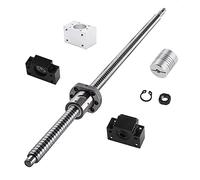 CNCMANS Husillo de bolas de acero inoxidable de 1000 mm, husillo roscado de acero inoxidable de 1000 mm con extremo mecanizado + soporte Bk10 / Bf10 + tuerca de bola + acoplamiento + carcasa madre,