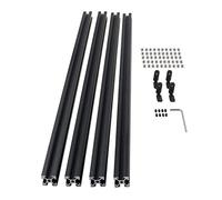 CNCMANS Lot de 4 perfiles de aluminio 300 mm 2020 - Tipo T - Negro - Norma europea - Perfil lineal de aluminio anodizado con tuerca en T y conector en ángulo L para máquinas CNC