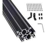 CNCMANS Perfil de aluminio 2040, 2 unidades, 1000 mm, tipo V, negro, estándar europeo, perfil lineal anodizado para impresoras 3D y máquinas CNC