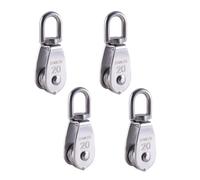 CNCYEAH 4 poleas de 20 mm, polea para cuerdas, rodillo giratorio, bloque de acero inoxidable, rodillo giratorio M20, capacidad de carga 75 kg
