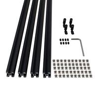 CNCYEAH 4 unidades de perfiles de sistema tipo V 2020 200 mm de perfil de aluminio extrusión de riel lineal anodizado+4 conectores de ángulo en L+50 piezas de tuerca en T+1 llave inglesa para