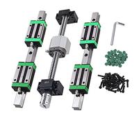 CNCYEAH Juego de guía lineal HGR20-600 mm con bloque deslizante + husillo de bolas SFU1605-550 mm, riel lineal con tuerca esférica, BF/BK12, DSG16H, acoplamiento + accesorios para CNC
