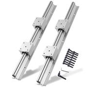 CNCYEAH Riel lineal, 2 unidades de carriles de guía de 600 mm, juego de deslizamiento con 2 ejes de guía lineal y 4 bloques de rodamientos SBR20UU, juego de guías para tornos (SBR20-600 mm)