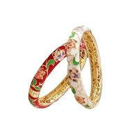 CNDBAHHE Brazalete de Esmalte para Mujer, Pulsera de cloisonné, Pulseras de Flores Hechas a Mano for Mujer, brazaletes étnicos con bisagras de Resorte y Esmalte cloisonné Chino.(Dark Blue)