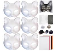 Cndiyald Kit de Bricolaje de máscara Therian, 1 Juego, con Tira de Lana, Tela de Malla, máscara de Gato de Media Cara, Juego de rol de Halloween