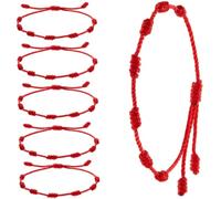 Cndiyald Pulseras de Hilo Rojo 6 Piezas, Pulsera de Cordón con Nudo de Cabalá Ajustable, Protección contra el Mal de Ojo, Amistad de Buena Suerte