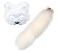 Cndiyald Therian Mask Fox Mask and Tail Realistic Furry Furry Decorative Therian Therian Mask y Cola Therian Therian para Cosplay Party Halloween Masquerada