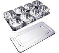 CNfhFRY Caja de especias rectangular acero inoxidable con múltiples compartimentos, frascos separables for, tapa y salero/azucarero(8 Compartment)