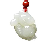 CNfhFRY colgante, Colgante de jade del zodiaco chino, amuleto, blanco natural, collar for hombre, jadeíta tallada for mujer