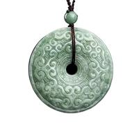 CNfhFRY colgante, Collar con colgante de hebilla seguridad Xiangyun 9 pulgadas largo, esmeralda natural, joyería jade tallada a mano, amuleto for hombre y mujer
