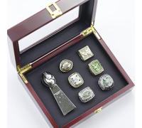 CNfhFRY Conjunto de réplica Anillo con pequeño Trofeo fantasía y Caja Madera for Hombres, Mujeres, Amigos Aficionados al fútbol