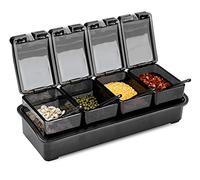 CNfhFRY Especiero multifuncional de 4 compartimentos con cuchara, salero, pimentero, azucarero y otros utensilios cocina