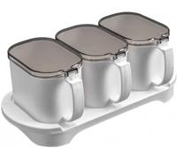 CNfhFRY Juego de 3 tarros for especias con tapas cuchara. Incluye azucarero, salero y otros recipientes plástico for cocina