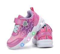 CNFOOTJKY Zapatos deportivos con luces LED para niñas y niños, ligeros, transpirables, correa ajustable para niños pequeños, Zapatos iluminados rosa oscuro, 12.5 Little Kid