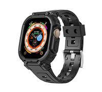 CNHKAU Para Apple Watch Ultra Band 49/44/42/38/40mm Funda Protectora Resistente para Hombre + Funda para iWatch Series 8 7 6 5 4 3 SE (Color : Black, Size : 49mm)